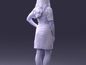 young girl in pink dress 0007 Modello 3D