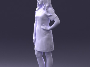 young girl in pink dress 0007 Modello 3D