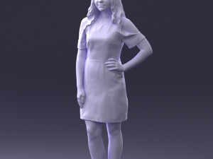 young girl in pink dress 0007 Modello 3D