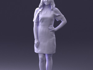 young girl in pink dress 0007 Modello 3D
