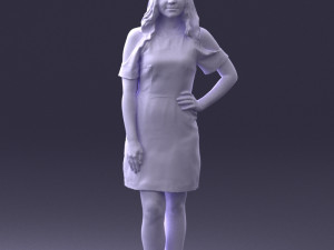 young girl in pink dress 0007 Modello 3D
