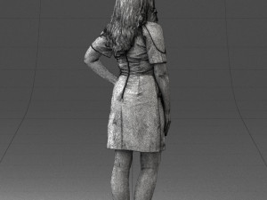 young girl in pink dress 0007 Modello 3D