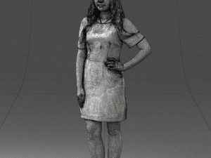 young girl in pink dress 0007 Modello 3D