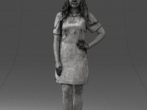young girl in pink dress 0007 Modello 3D