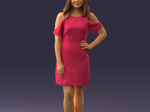 young girl in pink dress 0007 3d print ready 3D Print Model