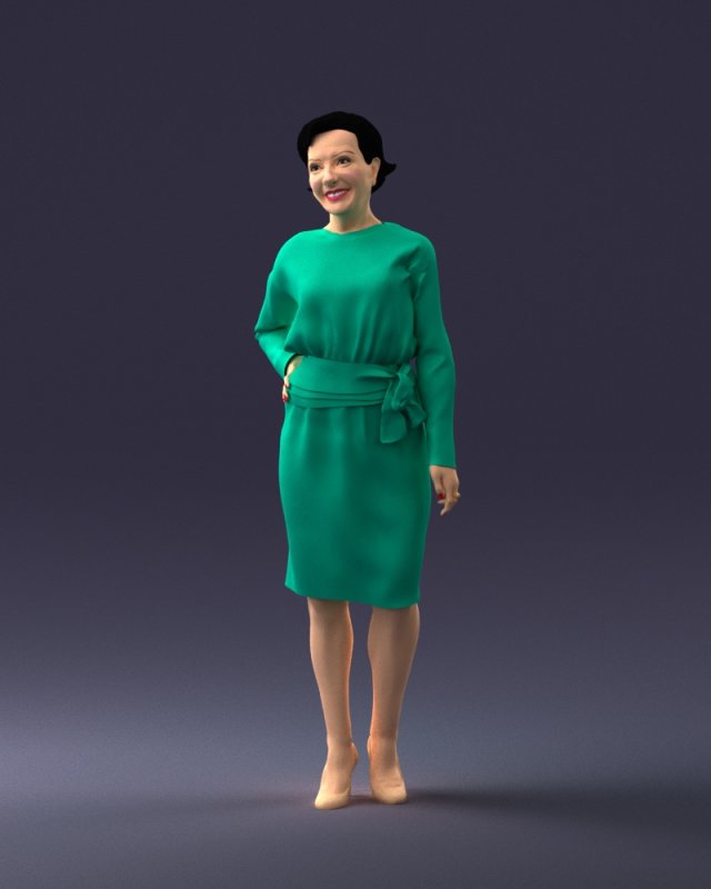 woman in turquoise dress 0008 3D मॉडल .c4d .max .obj .3ds .fbx .stl .blend 