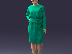 woman in turquoise dress 0008 Modello 3D