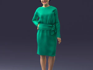 000351 Woman in Green Dress 3dp 3D Print Model