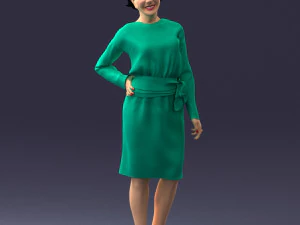000351 Woman in Green Dress 3dp 3D Print Model