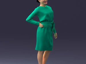 000351 Woman in Green Dress 3dp 3D Print Model
