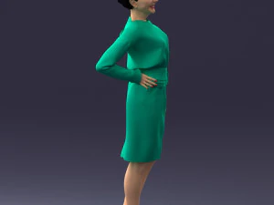 000351 Woman in Green Dress 3dp 3D Print Model