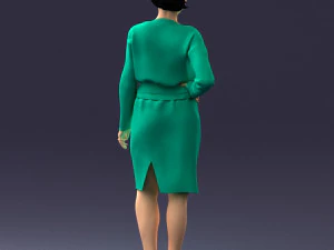 000351 Woman in Green Dress 3dp 3D Print Model