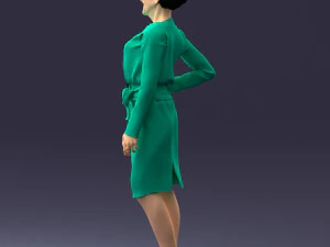 000351 Woman in Green Dress 3dp 3D Print Model