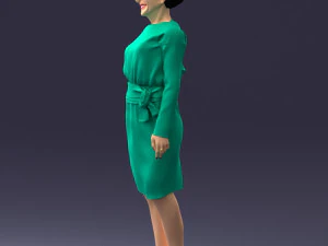 000351 Woman in Green Dress 3dp 3D Print Model