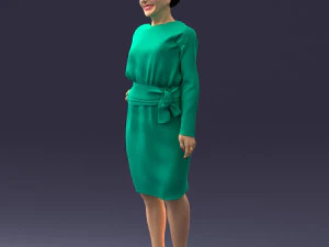 000351 Woman in Green Dress 3dp 3D Print Model