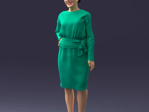 000351 Woman in Green Dress 3dp 3D Print Model