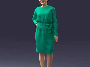 000351 Woman in Green Dress 3dp 3D Print Model
