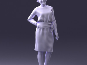woman in turquoise dress 0008 3d print ready Modello di stampa 3D