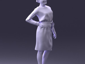 woman in turquoise dress 0008 3d print ready Modello di stampa 3D