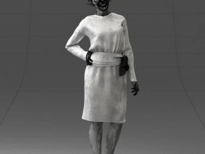 000351 Woman in Green Dress 3dp 3D Print Model