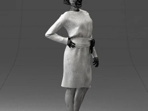 000351 Woman in Green Dress 3dp 3D Print Model