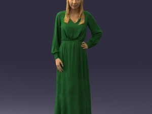 young girl in green dress 0009 3D Model