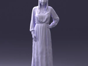 000352 Woman in Green Dress 3D Model