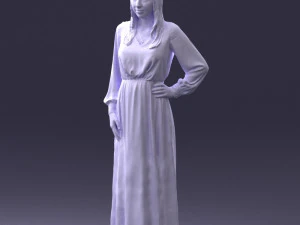 000352 Woman in Green Dress 3D Model