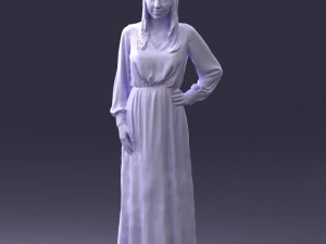 000352 Woman in Green Dress 3D Model