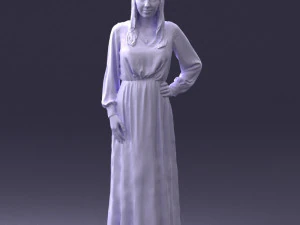 000352 Woman in Green Dress 3D Model