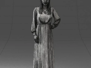 000352 Woman in Green Dress 3D Model