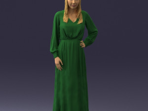 young girl in green dress 0009 3d print ready 3D Принт Модель