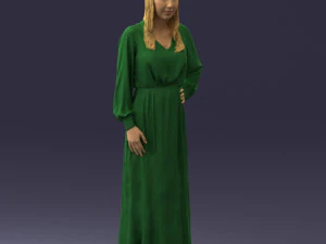 000352 Woman in Green Dress 3dp 3D Print Model