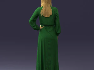 000352 Woman in Green Dress 3dp 3D Print Model