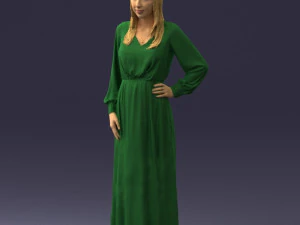 000352 Woman in Green Dress 3dp 3D Print Model
