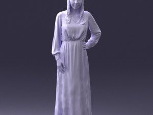 young girl in green dress 0009 3d print ready 3D Принт Модель