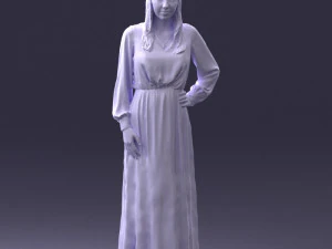 000352 Woman in Green Dress 3dp 3D Print Model
