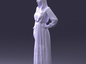 young girl in green dress 0009 3d print ready 3D Принт Модель