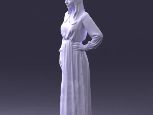 000352 Woman in Green Dress 3dp 3D Print Model
