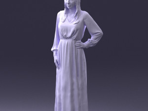 young girl in green dress 0009 3d print ready 3D Принт Модель
