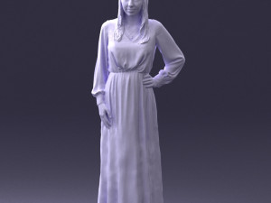 young girl in green dress 0009 3d print ready 3D Принт Модель
