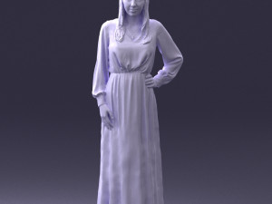 young girl in green dress 0009 3d print ready 3D Принт Модель