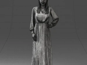 000352 Woman in Green Dress 3dp 3D Print Model