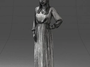 000352 Woman in Green Dress 3dp 3D Print Model