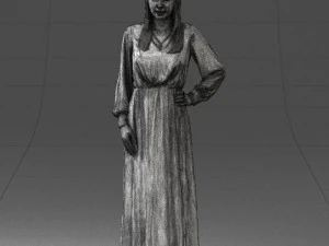 000352 Woman in Green Dress 3dp 3D Print Model