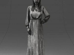 000352 Woman in Green Dress 3dp 3D Print Model