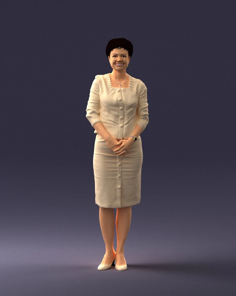 000353 Woman in Beige Dress 3D Model .c4d .max .obj .3ds .fbx .stl .blend