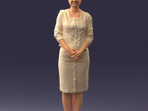 000353 Donna in abito beige Modello 3D