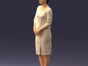 000353 Woman in Beige Dress 3D Model