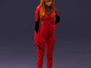 000354 Female Character in Red Sci-Fi Suit 3D Model